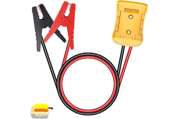 Jumper Cables Clamp with Adapter Compatible with Dewalt 20V Batteries, Silicone Wire 12AWG 2FT/0.6M Automotive Booster Cables
