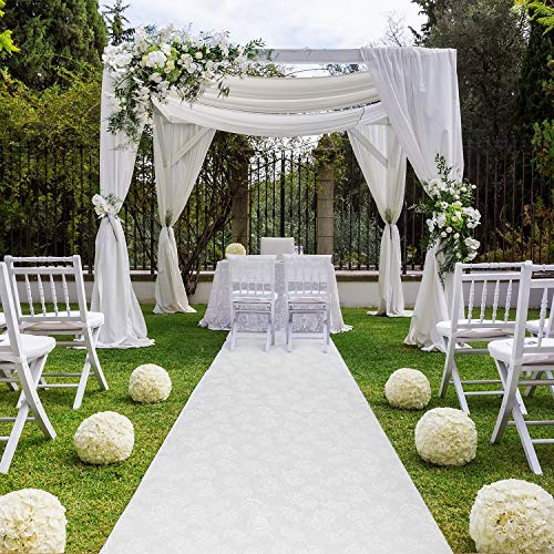FrenzyBird Aisle Runner for Wedding Ceremony 100 x 3 Feet White Aisle