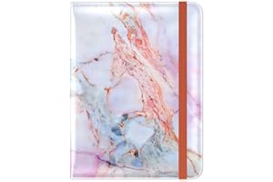 Hsxnam Passport and Vaccine Card Holder Combo, Passport Holder with Vaccine Card Slot, Passport Cover Case with RFID Blocking, Leather Travel Documents Organizer Protector for Women, Pink Marble