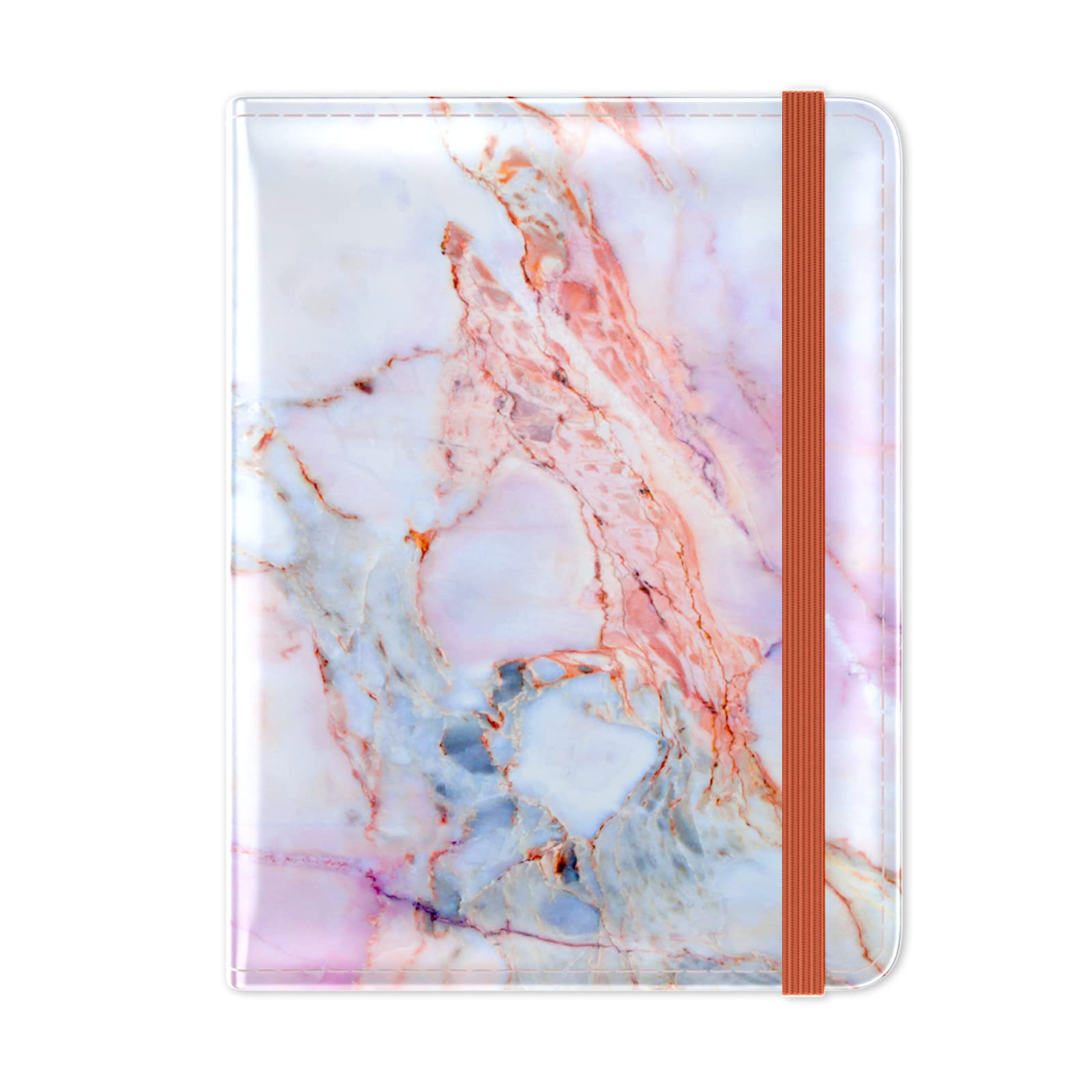 Hsxnam Passport and Vaccine Card Holder Combo, Passport Holder with Vaccine Card Slot, Passport Cover Case with RFID Blocking, Leather Travel Documents Organizer Protector for Women, Pink Marble