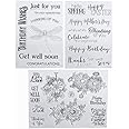 3Pcs Silicone Transparent Stamps Set, Gewaha Happy Birthday Clear DecorativeRubber Stamps with Saying Greeting Blessing Words