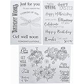 3Pcs Silicone Transparent Stamps Set, Gewaha Happy Birthday Clear DecorativeRubber Stamps with Saying Greeting Blessing Words