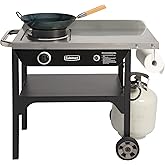 Cuisinart Outdoor Wok Station with 50,000 BTU Propane Burner, Includes 14” Carbon Steel Wok – Cooking/Grill, Great for Stir F