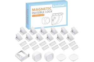 kimitimi 12 Pack Magnetic Cabinet Locks Baby Proofing - Child Safety Cabinet Latch Locks with Adhesive, No Drill or Tools Installation, for Cabinets Drawers Doors