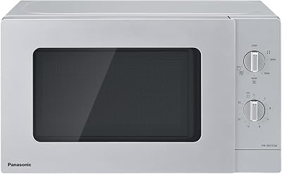 NN-GM23QMEPG 20L Grill-Mikrowelle mit Drehteller und Grillrost, 800 W, 1000 W Grill, Auftau-Funktion, einfache Bedienung durch Drehregler, Quick 30, Timer, Silber