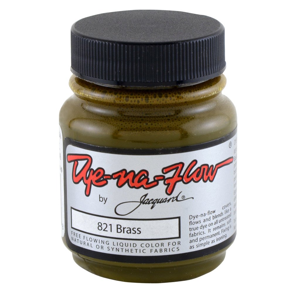 Jacquard Dye-Na-Flow Brass Liquid Acrylic for Fabric Painting, Concentrated Pigment Works on Silk Cotton Wood Leather Paper, Free Flowing Textile Art Medium Craft Ink Colour, 65ml