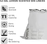 Tower 42-58L Lemon Scented Heavy Duty Bin Liners 20 Pack White view 2