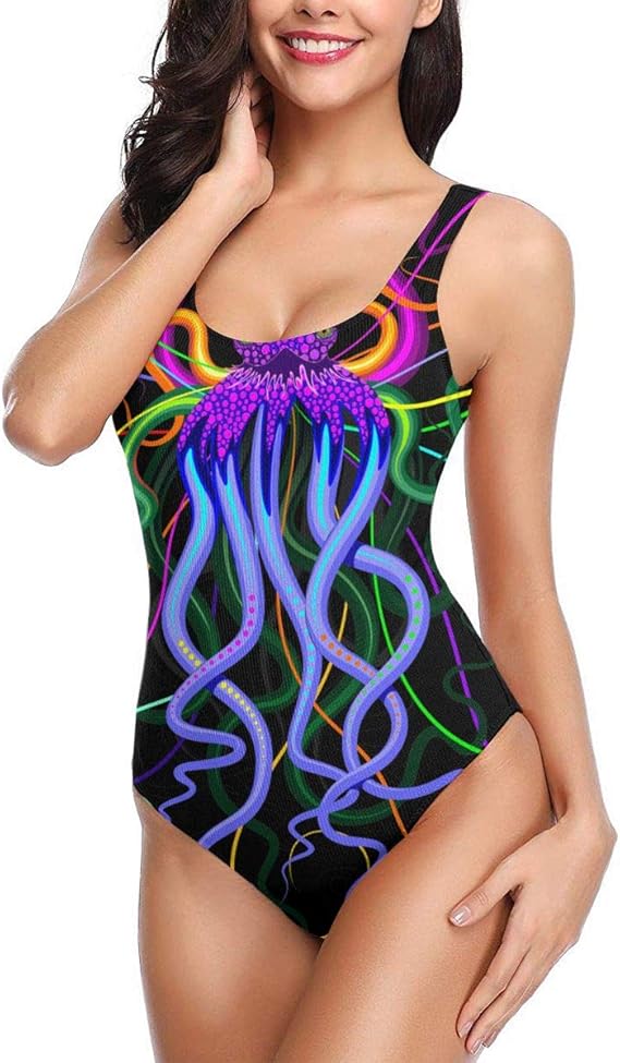 Amazon タコのサイケデリックな女性のワンピース水着ローカラー水着 ワンピース 通販