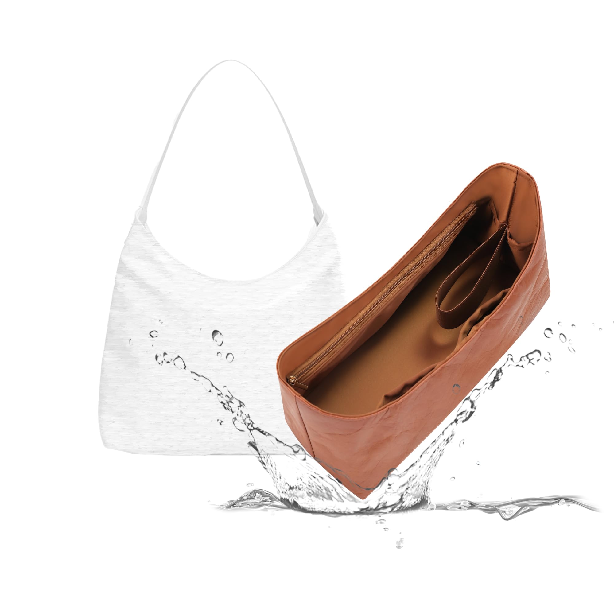 Photo 1 of 19 NeatThin Lightweight Bag Insert, Waterproof Surface and Silky Satin Lining, Fits Geyard Bohème Hobo (Brown, With Zipper and Bottle Holder)