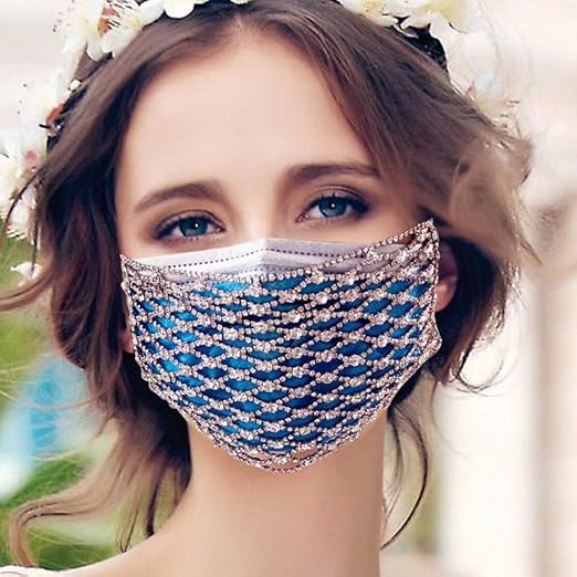 Amazon Com Lejia Rhinestone Mesh Mask Diamond Face Mask Masquerade Mask For Women Sequin Face Mask Sparkle Face Mask Venetian Mardi Gras White Diamond 2 Home Kitchen