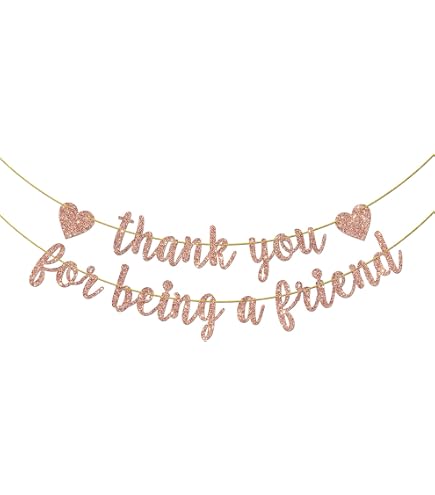 KUNGOON Dankes-Banner „Thank You For Being A Friend“ – Golden/schwarz, Ca. 15x17 Cm