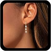 Allereyae Vintage Crystal Teardrop Hoop Earrings Gold Rhinestone Huggie Drop Earrings Pear Gemstone Dangle Earring Cz Droplet Hoop Earring Cz Waterdrop Jewelry for Women