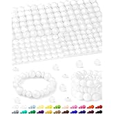 200Pcs FIVEIZERO Mixed Silicone Beads for Keychain Making, 12mm 15mm Round and 12mm Lentil Silicone Beads for Pens Bracelet Necklace DIY Crafts(Metallic White)