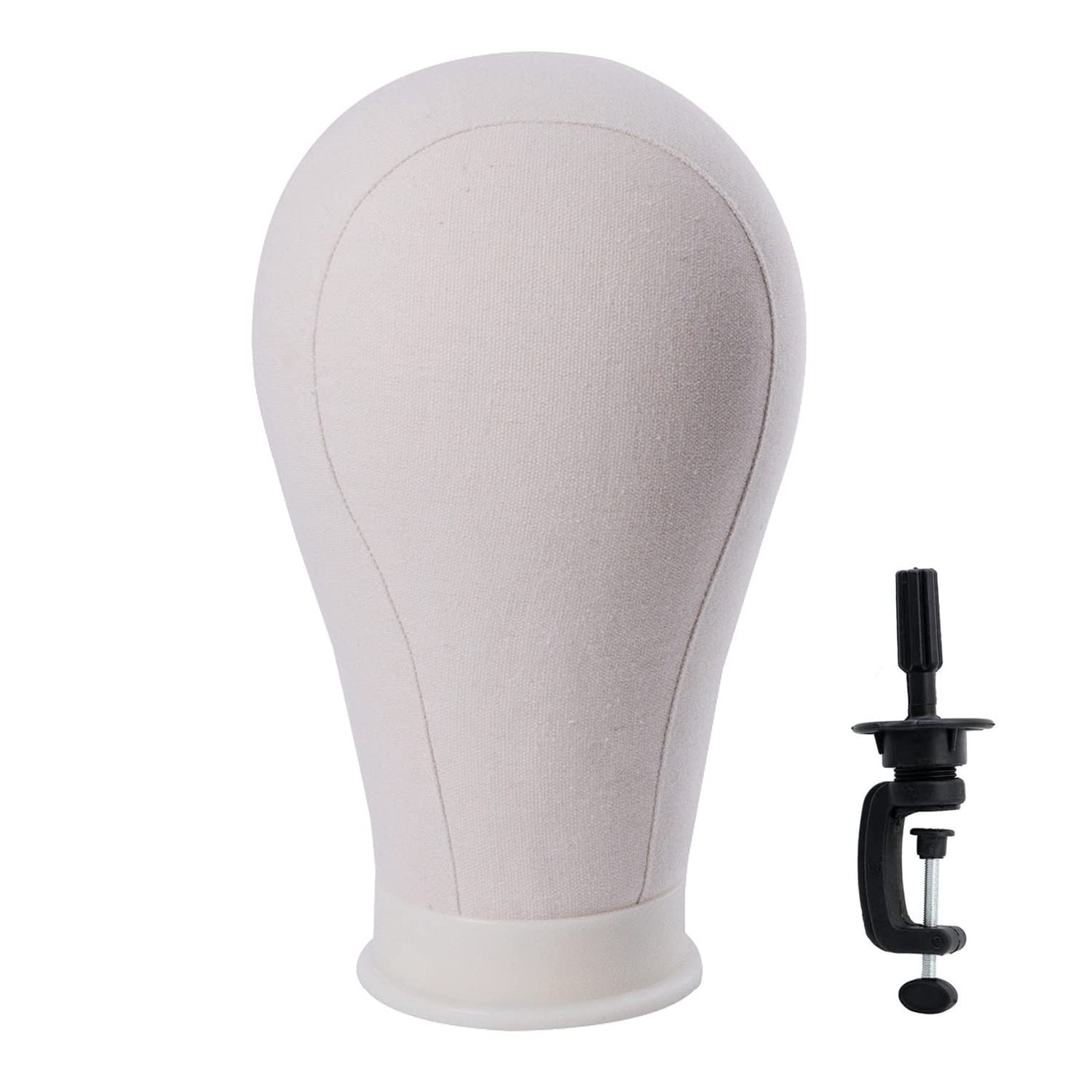 Herkeymidy 22" Cork Canvas Block Head Training Head Wig Display Styling Head Mannequin Head Model Head with Free Clamp