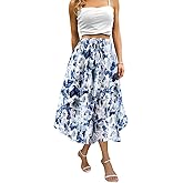 Abaadlw Maxi Skirts for Women with Pockets Summer 2025 Blue White