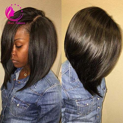 QIRUI HAIR 10A Short Bob Human Hair Lace Front Wig 13x6 Deep Parting Brazilian Virgin Glueless Silk Straight Hair Wigs with Baby Hair for Black Women Natural Color 10Inch