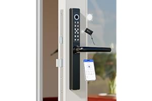 BLUSAFE Electronic Smart Door Lock Fingerprint Door Lock with Keypad，Smart Lock for Front Door Children Proof Deadbolt IC Card, App Control & Mechanical Key 40–90mm Multipoint Locks (OSP Black)