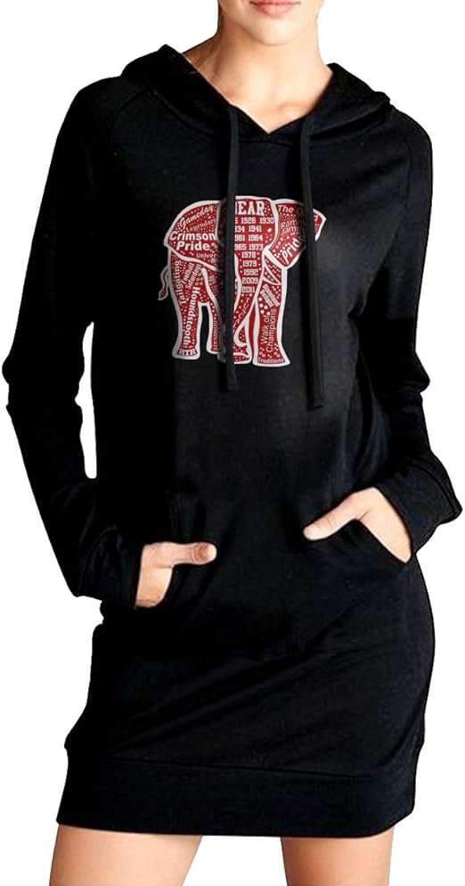Alabama Red Elephant Women Cotton Hoodies Drawstring Casual