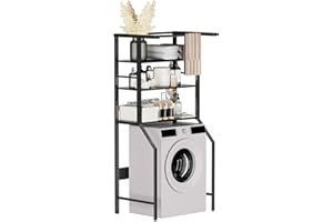 VZONE Over The Washer and Dryer Storage Shelf - All Steel Laundry Room Organizer Standing Shelf, Heavy Duty Clothes Drying Rack with Rod, Super Tough 28.74" L x 23.65" D x 70.8" H