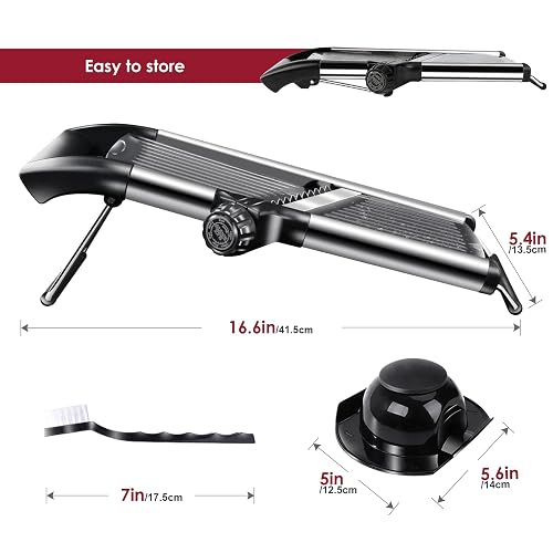 7-in-1 Adjustable Stainless Steel Mandoline Slicer – Vegetable Food Slicer, Gray