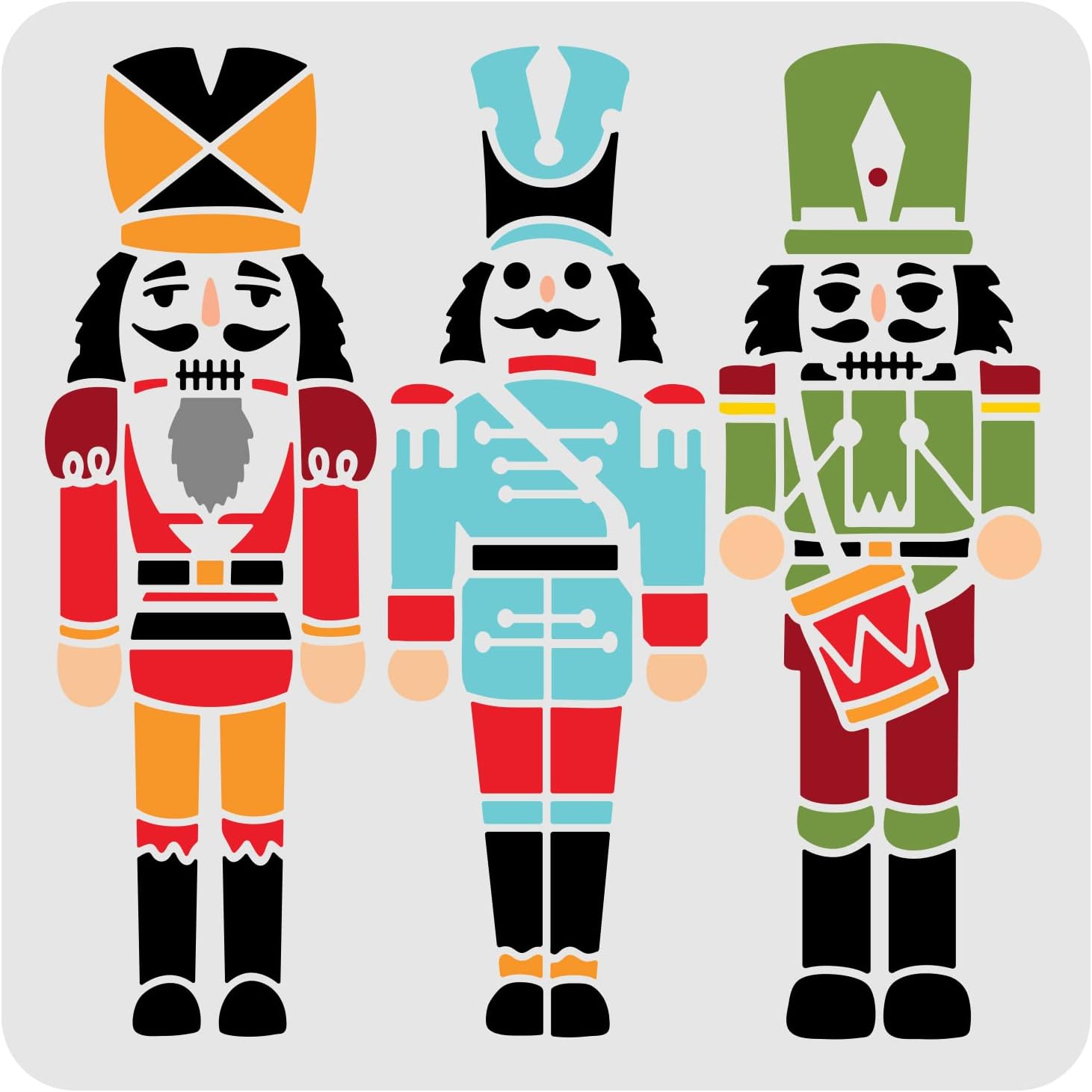 Nutcrackers - FINGERINSPIRE Nutcracker Stencils 11.8x11.8 inch Christmas Decor Stencils Plastic 3 Nutcracker Pattern Stencils Reusable Nutcracker Christmas Stencil Decor Stencil for Painting on Wood Floor Wall
