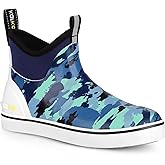 Kalkal Women's Deck Boots, Waterproof Ankle Rain Boots Fishing Boots with High Traction, Women's Rubber Boots For Gardening Fishing Boating Camping