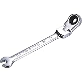 uxcell 1/4 Inch Flex-Head Ratcheting Combination Wrench SAE 72 Teeth 12 Point Ratchet Box Ended Spanner Tools, Cr-V