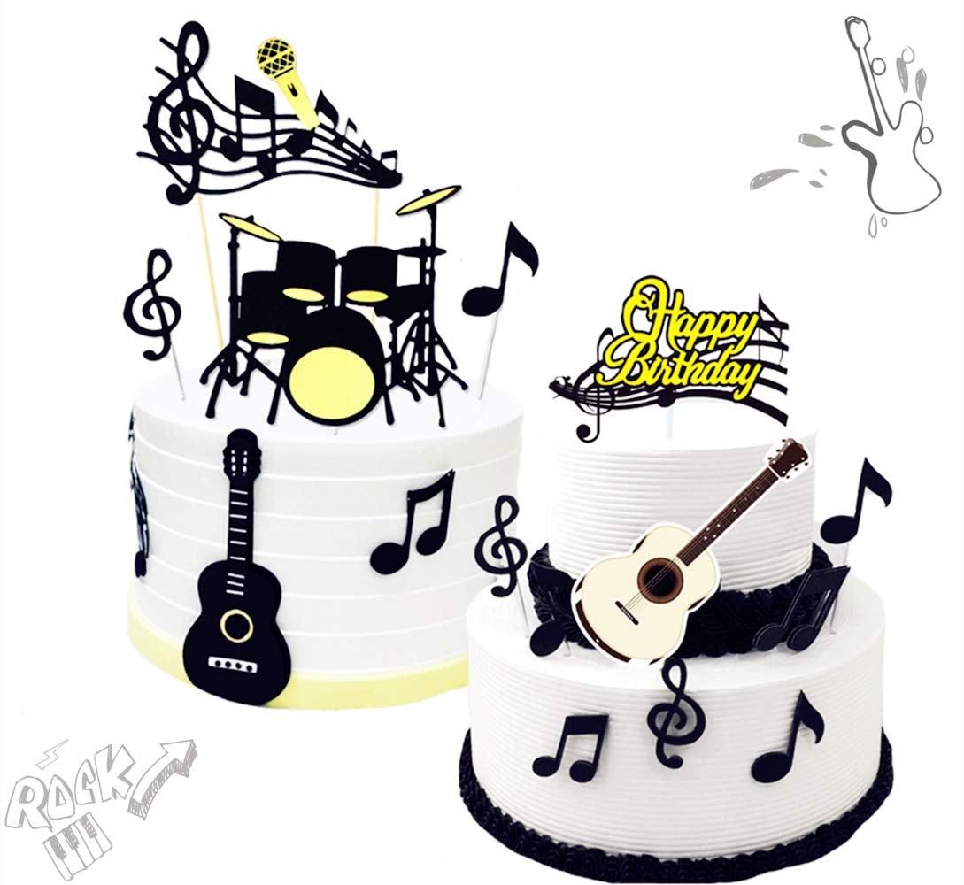 JeVenis Rock Star Cupcake Topper Music Notes Cupcake Toppers Guitar Cake Toppers for Musician Party Baby Shower