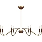 Savoy House 1-2748-8-322 Abeline Transitional Natural Leather Chandelier, 8-Light 480 Total Watts, 6" H x 39" W, Warm Brass