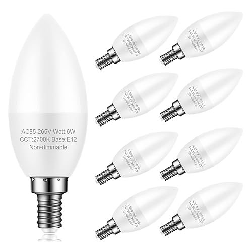 Marxlait 8-Pack Ceiling Fan Light Bulbs 60 watt Equivalent Daylight 5000K E26 Medium Base Bright A15 LED Bulbs Small LED Appliance Bulb 120V