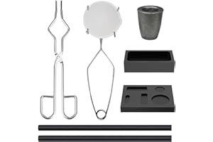 MOLTEN MASTERS MMasters 8 Pcs Graphite Torch Melting Casting Kit, Gold Smelting Set with Graphite Crucible, Quartz Crucible, 2 Ingot Molds, 2 Stir Rods & 2 Crucible Tongs, Home DIY Metal Smelting, Jewelry Making