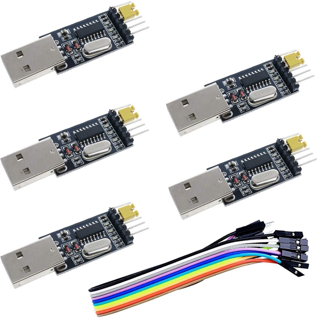 Hailege 5pcs USB to Serial USB to TTL CH340 Download Module with STC Microcontroller Download Adapter with Dupont Wires