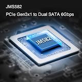 NFHK NGFF Key A+E to SATA 3.0 6Gbps Dual Ports Adapter Card JMB582 view 5