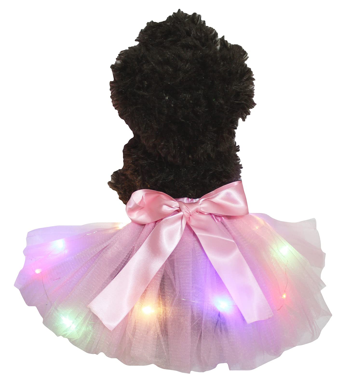Petitebelle Single Color LED Lighting Puppy Dog Tutu (Pink, Small)