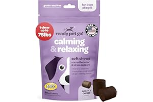READY PET GO! Calming Chews for Dogs | Herbal Dog Calming Chews for Anxiety from Normal and Occasional Stressors Including Separation Storms Grooming & Travel | NASC Certified & Made in The USA | 90 Count