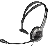 Panasonic Comfort Fit Headset for TCA Series Cordless Landline Phones, Foldable Headset with Flexible Noise-Cancelling Microphone and Volume Control, 2.5 mm Plug, Grey/Silver KX-TCA430