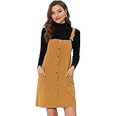 Allegra K Women's Corduroy Overall Dress Adjustable Straps Pinafore Suspender Dress Fall Clothes