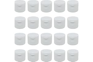 WHYHKJ 20PCS Round Ribbed Snap-on Caps Dispensing Caps Replacement Caps for Reusable Plastic Bottles Suitable for Viscous Materials Shampoo Lotion Moisturizer (White)