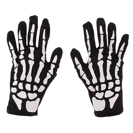 Kawn Halloween Skeleton Gloves Hand Bone Costume Fancy Dress Cosplay Prop Decor