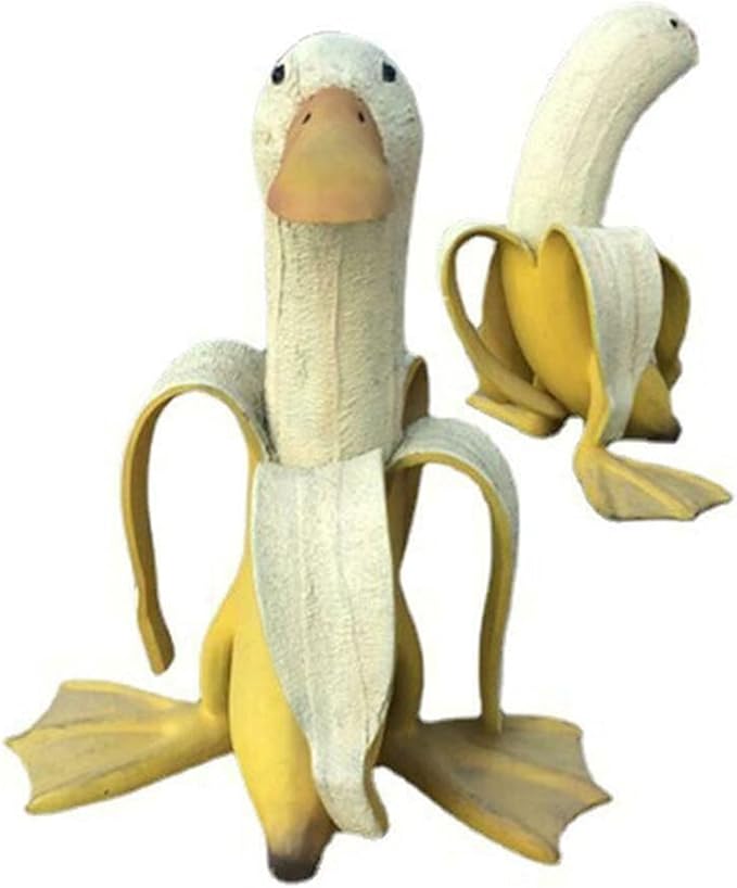 Banana Duck Statue for Garden Ornaments Outdoor, Whimsical Creative
