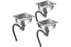 Kittmip 3 Pcs Stainless Steel Utility Sink with Drain Filter Pipe Tube Kit, 15 x 12 Inch Commercial Hand Washing Sink Set for Restaurant Bar Rv Bathroom Laundry Kitchen (Without Faucet)