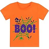 CM-Kid Toddler Boy Girl Halloween Pumpkin Shirt Short Sleeve Pumpkin Face Tshirt for Kids Cotton Tops 2-7 Years