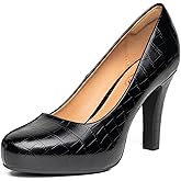 Trary High Heels, Black Heels White Heels Brown Heels Nude Heels Platform Heels, 3.2IN High Heel Closed Round Toe Pumps Dress Office Wedding Shoes for Women