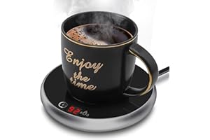 Suewow Aluminum alloy Coffee Mug Warmer and Smart Cup Warmer, Mug Warmer for Desk,Beverage Warmer 2 Temperature settings, tim