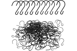 Esforzarse 140 Pcs Mini S Hooks for Hanging, 1 Inch S Hooks, Small Metal Mini Ornament Hooks, Black S Shaped Hooks for DIY Cr