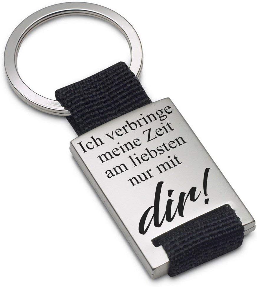 Lieblingsmensch Keyring Model: Ich verbringe meine Zeit am liebsten nur mit dir!, Textile, 9 x 3,5 x 0,8 cm