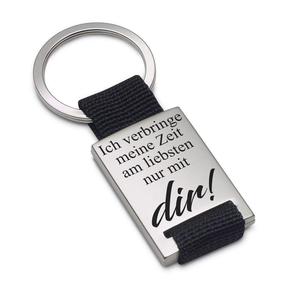 Lieblingsmensch Keyring Model: Ich verbringe meine Zeit am liebsten nur mit dir!, Textile, 9 x 3,5 x 0,8 cm