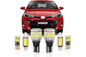 BMT xms Interior Car Lights Kit Replacement for TOYOTA Yaris 2006-2020, Yaris iA 2016-2018, 6000K White Car LED Light + Back Up Reverse Lights, 12 Pieces