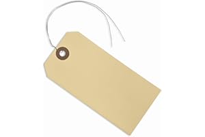 EZDOM Durable Shipping Tags with Wire Ties – 200 tags # 5, 4 3/4" x 2 3/8" – Manila Paper Tags with Wire and Reinforced Eyelet