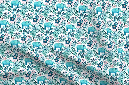 Spoonflower Fabric Little Teal Elephant on Petal Signature… at Amazon